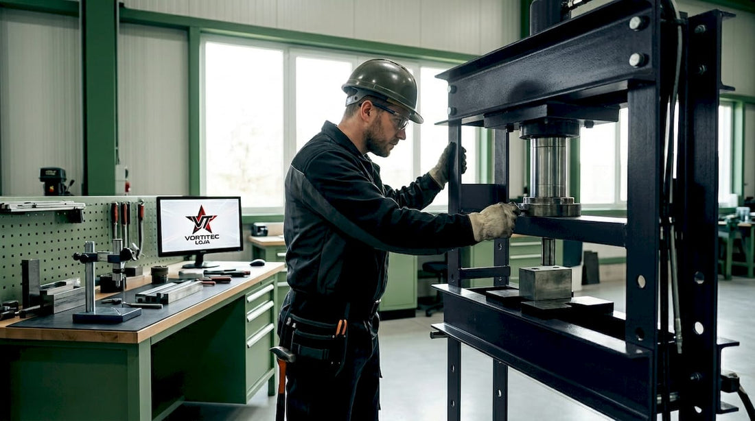 Operador de metalurgia fazendo ajustes no torno mecânico, utilizando os equipamentos de proteção individual.