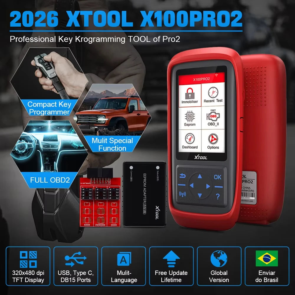 XTOOL X100 Pro2 | Programador de Chaves Profissional e Scanner Automotivo OBD2 - Vortitec Loja