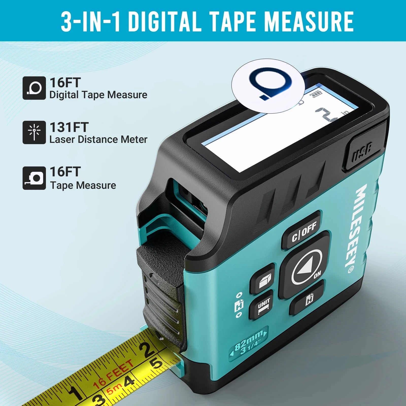 Trena Laser Digital 3 em 1 Mileseey DT20 Bluetooth 40m – Pronta Entrega com NF-e - Vortitec Loja