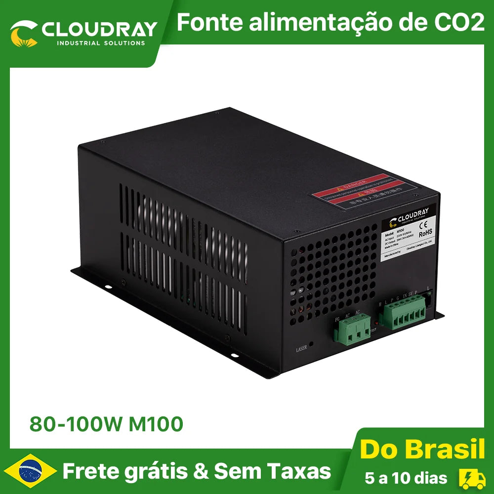 Fonte para Máquina Laser CO2 Cloudray M100 (80-100W) - Frete Grátis Sem Taxas - Vortitec Loja